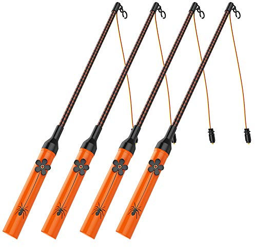Hianjoo 4 piezas LED Linterna Eléctrica Niños Polo de Linterna para Halloween Linterna Infantil Día de San Martín, Celebraciones de Cumpleaños y Más, 40 cm, Luz Amarilla Cálida, Naranja y Negro