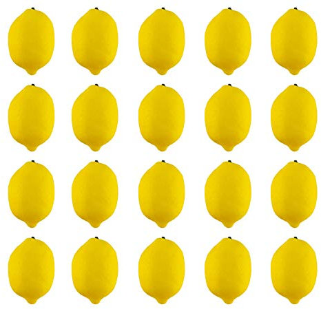 JEDFORE Artificial Lemons Simulation Lifelike Small Lemons Fake Fruit for Home Kitchen Wedding Party Decoration Photography 20pcs Set (Yellow)