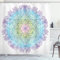 ABAKUHAUS Ethnisch Duschvorhang, Metatron Würfel auf einem Mandala, Stoffliches Gewebe Badezimmerdekorationsset mit Haken, 175 x 200 cm, Blau Lila