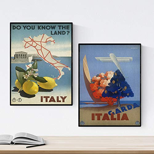 Nacnic Poster Jahrgang. Poster, die Welt der Werbung. Italien Jahrgang zwei Blätter. A3 Größe