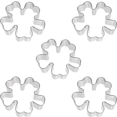 Cabilock 5Pcs St. Patricks Day Ausstecher Set Vier Blatt Klee Fondant Formen Edelstahl Gemüseschneider für Weihnachtsfeier Dekorationen