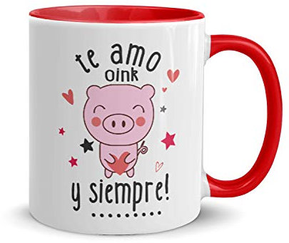 Kembilove Tazas de Desayuno para Parejas – Taza de Café Rojas con Mensaje Te Amo y siempre! – Regalos Originales para Regalar en San Valentín, Cumpleaños – Tazas de 350 ml