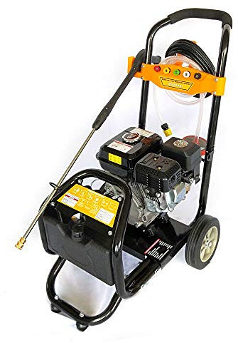 Futchoy Nettoyeur haute pression 7,5 CV Noir/Jaune Essence 170 bar 8 m Tuyau 5 Buses Robuste Industriel