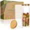 Robin Goods® 2x Tarros de almacenamiento con tapa de bambú 1800ml - para alimentos hechos de vidrio de borosilicato reforzado - herméticos - tarro redondo reutilizable 1.8L (02 piezas - 1800ml)
