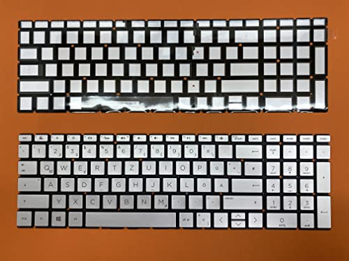 T-ProTek DE-Tastatur Keyboard Silber mit Beleuchtung kompatibel für HP 15-da0100