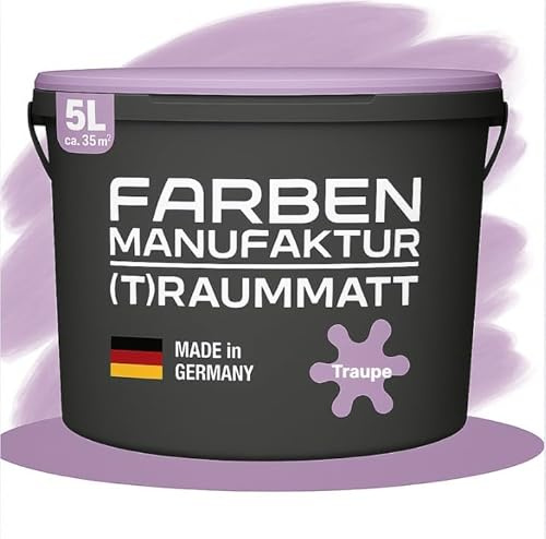 Farben Manufaktur (T) raummatt Wandfarbe Innenwandfarbe Innenfarbe Dispersionsfarbe Trendfarbe 2022 1/2/5/10L, Farbe: elegantes taupe, Größe: 5L
