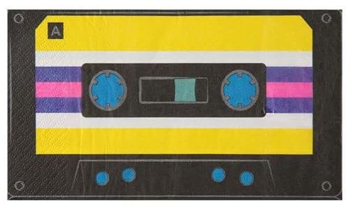 NEU Servietten 90s-Party Kassette, 20 Stück, 20 x 11cm