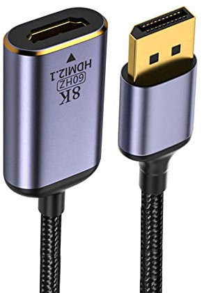 NFHK Cable adaptador DisplayPort 1.4 Fuente a HDMI 2.0 Pantalla 8K 60Hz UHD 4K DP a HDMI Macho Monitor