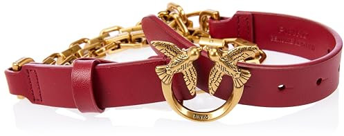 Pinko Love Day Chain H2 Belt Vitello Cintura, R40q_Dark Red-Antique Gold, S Donna
