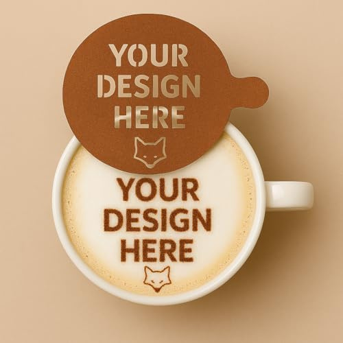 Personalised Custom Coffee Duster/Stencil - Any Name/Logo Latte Cappuccino (8cm (Standard Cup))