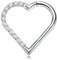 FINE4U Heart Daith Piercing-Schmuck, 16G, 8 mm, 10 mm, linkes Ohr – ASTM F136 Titan Clicker Daith Ohrringe für Damen und Herren, 16G(1.2mm), 5/16(8mm), Zirkonia, Titan, zirkonia