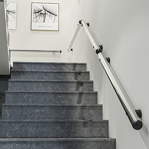Handlauf Treppe Geländer Treppengeländer Innen Lofts Badezimmer Flur Metallgeländer Für Außen Intern, Silber Edelstahl Handlauf - Stufengeländer Kit 1.9m 2.2m 2.5m 3m 3.5m 3.6m 4.2m 5m 5.5m 6m, 2 4 6