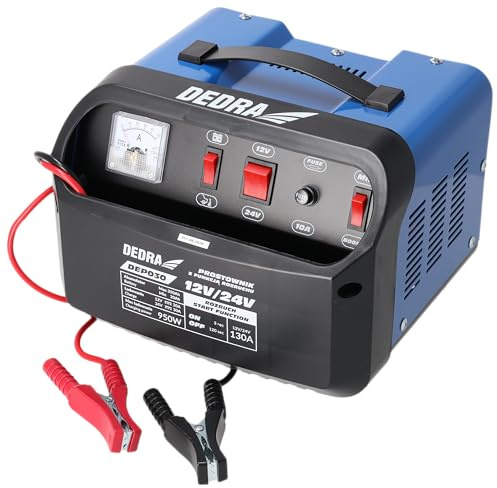 DEDRA Chargeur Démarreur 12/24V 30A Professionnel – Booster Batterie 400A Jusqu’à 350Ah – Fonction Désulfatation + Réparation – Câbles 2m Cuivre Pur, Écran LCDs, Bleu