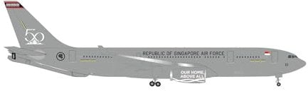 herpa Airbus Maquette Republic of Singapore Air Force A330 MRTT, RSAF 50 Years 761, echelle 1/500, Model, pièce de Collection, d'avion sans Support, Figurine Metal Miniature, 536745, Gris