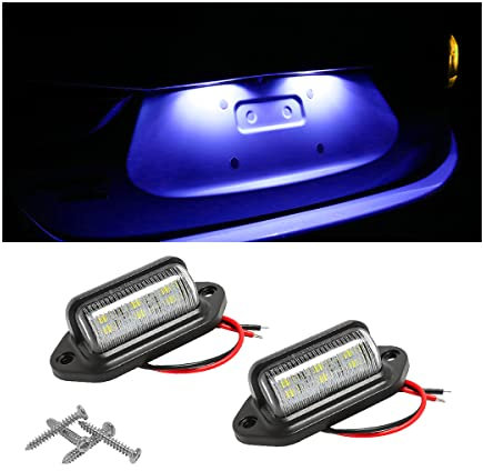 CGEAMDY 2 PCS License Plate Light, 6000k Extremely Bright LED License Plate Lights Assembly, Waterproof LED Replacement Bulbs for Trailer UTV ATV Truck RV Boat License Plate Lights Bulbs(Blue)