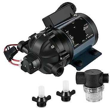 KOZWAY Pompe de Lavage 12V RV Pompe à Eau 7 GPM 60 PSI Max. 10 Pieds Ascenseur Auto-amorçant for Pont Marin, Yacht, Caravane Camping-Car Bateau