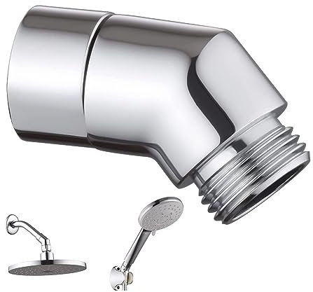 Handbrause Adapter 45 Grad,Regendusche Duschkopf Adapter Winkelstück Handbrause Adapter Winkel Adapter Winkel Winkelstück Für Handbrause Beweglich Duscharmanschluss(silber)