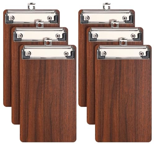 Klemmbrett Holz A6,6 Stück Mini Klemmbretter Schreibbrett mit Metalklemme, Schreibplatte Clipboard Zwischenablage