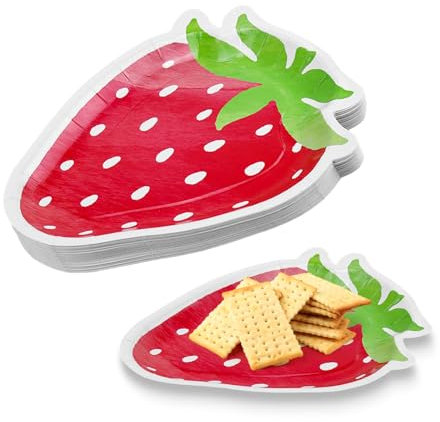 LLHQAMT Assiettes de fête en forme de fraise, assiettes en forme de fraise, délicates et charmantes, les assiettes d'anniversaire en forme de fraise sont adaptées pour les fêtes, les anniversaires de