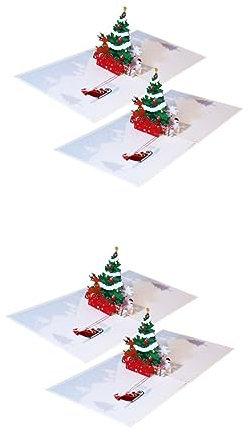 Ciieeo Feiertagsgrußkarten 4 Stück Christbaum Weihnachtskarten Weihnachtsgeschenke Weihnachten 3d Danke Dir Karte Geschenk-Grußkarten