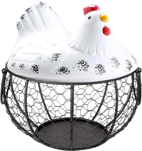 Eierkörbe, Aufbewahrungskorb, Aufbewahrungskorb, Keramik, Obstbehälter, Küche, Huhn, Dekoration, Aufbewahrungskorb für die Dekoration der Küche (weiß)