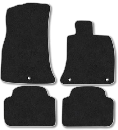 Kia Stinger (2017+) Car Mats Accessories Tailored Fit Carpet Floor Mats Non Slip Grey Trim Accessory Compatible Front Rear Set Anti Slip Full Coverage Granulated Backing Hand-Finished Clips