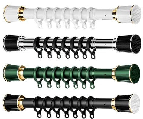 WOGTITYI Bastone Tenda Estensibile, Asta Telescopica 40-500cm, Bastone Per Tenda, Per Balconi,spogliatoio, Armadio, Senza Forare, Asta Per Tenda Da Doccia (Color : Black, Size : 410-500cm/161-197in)