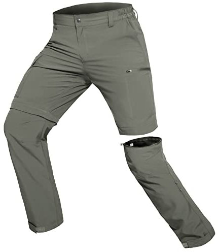 Hiauspor Wanderhose-Herren-Zip-Off-Outdoorhose-Sommer-Leicht-Trekkinghose-Atmungsaktiv-Schnell-Trockend-Funktionshose-Softshellhose-mit-5-Tiefe-Taschen (5XL, Salbei Grün)