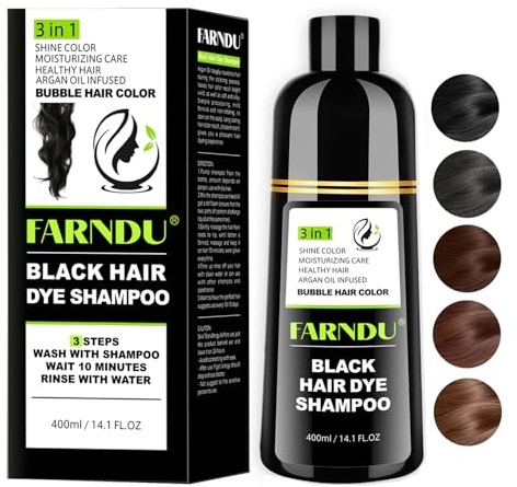 Natural Black Hair Dye Shampoo Women and Men, Instant Grey Coverage 3 in 1 Hair Color Shampoo