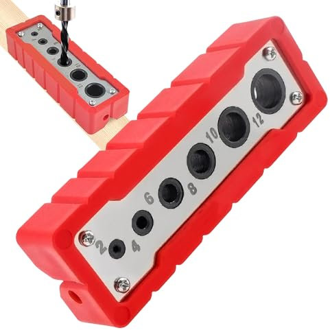 Hojalis Drill Guide, 2/4/6/8/10/12mm Drill Block Accessories, Portable Precision Drilling Handheld Woodworking Locator, Drill Jig Straight Holes, Drill Hole Opening Guide Tool for DIY Wood Working
