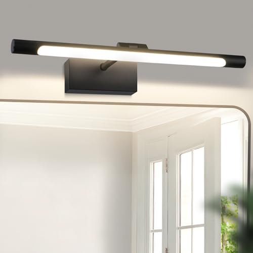 Homefire LED Spiegelleuchte Bad Spiegellampe - 40CM Badlampe Wand 6W Badleuchte Badezimmer Schwarz Wandleuchte Wasserdicht IP44 Wandlampe 4000K Neutralweiß Modern Badlampe für Badschrank Keller Küche