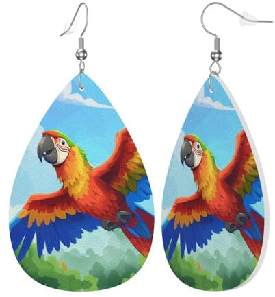 Parrots of Rio Leichte Kunstleder Teardrop Ohrringe, charmante Accessoires, Ohrringe für Frauen, Tropfenohrringe, geeignet für alle Gelegenheiten, Einheitsgröße, Kunstleder