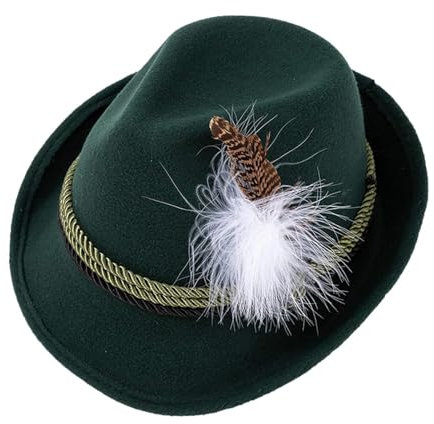 Trachtenhut mit Feder, Bayerischer Hut mit Feder, Retro Bayern Trachtenhut Filzhut, Jägerhut für Oktoberfest, Bayerischer Fedora Hut für Rollenspiele, Halloween-Party