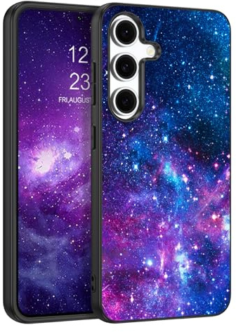 BENTOBEN Handyhülle für Samsung Galaxy S25 Hülle, Samsung S25 6.2 Case Leuchten im Dunkeln Slim dünn Fluoreszenz Nebula Muster PC Schale TPU Bumper Kratzfest Schutzhülle Hülle - Lila