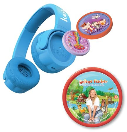 Kekz Starterset Premium Helene Fischer: Kekzhörer Blau inkl. Helene Fischer-Die schönsten Kinderlieder, Cookie Crew Hörspiel & Wunderkekz (Kopfhörer für Kinder, Reisekopfhörer für unterwegs & zuhause)