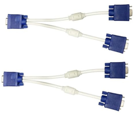 Housoutil 2pièces Adaptateur Vga Entrée Sorties Répartiteur Vidéo Câble Convertisseur Duplicateur pour Moniteur Écran