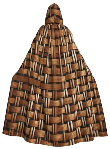 Zhuanyun Wicker Woven Grid Print Hooded Cape, super large hooded cape with bow, fit for makeup parties and role-playing