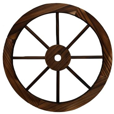 SelectTraders Burntwood Wagon Wheel 40cm Rustic Wooden Wagon Wheel for Garden Decor Vintage Wall Hanging Decoration Outdoor Garden Wall Art Wooden Cart Wheel Home & Patio Ornament