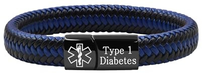 Oneress Medizinisches Alarm-Cuff-Armband Für Männer Und Frauen, Schwarzes Edelstahlverschluss-Notfall-ID-Armband, PU-Leder Gesundheitsinformationsband YA5551