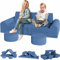 Clevich 14-Teilige Modulare Kinderspielcouch, Kindersofa aus Schaumstoff Bausteine, Spielsofa zum Lernen & Spielen, Kuschelecke im Kinderzimmer, Softbausteine für Kinderzimmer oder Spielzimmer (Blau)