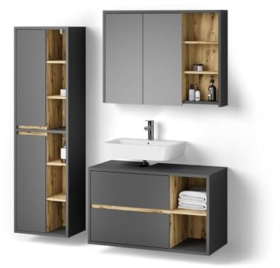 Livinity Ensemble de Meubles de Salle de Bain Vomano Anthracite