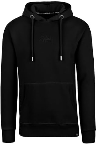 Spitzbub Herren Hoodie Schwarz – Signature Stick auf Brust,Ton-in-Ton Design–Baumwoll-Mix Sweatshirt – Casual Streetwear mit Labeldetails