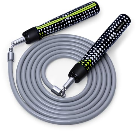 Hererope Corda per saltare ponderata, 250 g, corda per saltare con cuscinetto a sfera, impugnatura antiscivolo, cavo in acciaio resistente da 8 mm, ideale per uomini e donne, fitness, allenamenti di