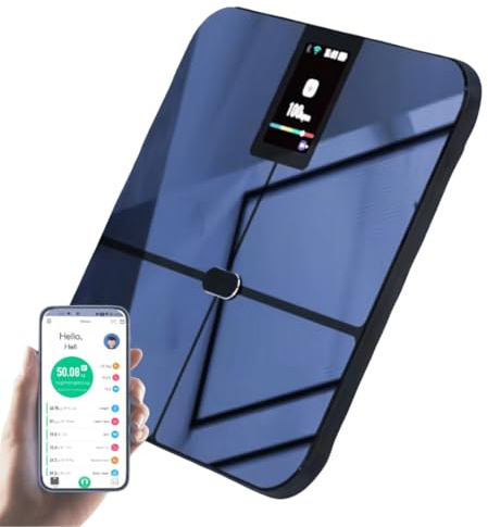 Digitale Intelligente Personenwaage 180 kg - Impedanzwaage mit WiFi & Bluetooth, 16 BIA-Parameter, Hohe Präzision 0,1 kg, 4 Elektroden, TFT-Farbdisplay, Körperwaage mit Körperfettanalyse