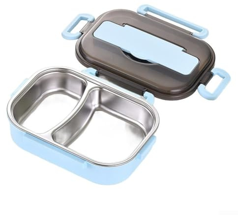 FACAIIO Thermal Lunchbox 1L with Cutlery, Stainless Steel Insulated Food Container for Hot and Cold Meals, Boîte à Lunch Isolée Pour Enfants et Adultes for Work School Travel(Blue)