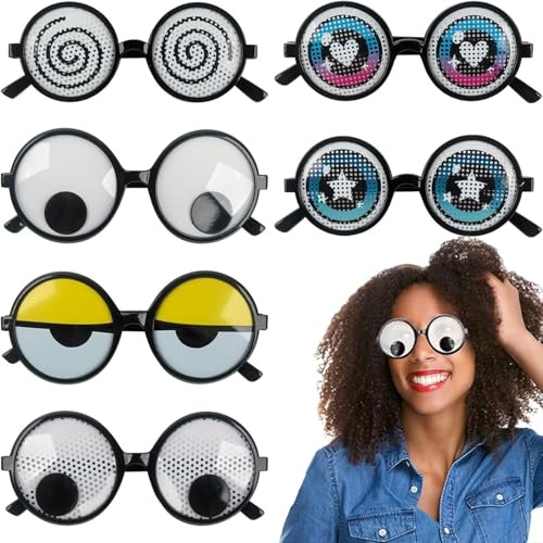 EduPlayte 7 Stück Lustige Brillen Wackelaugen Brille, Schüttelt Augen Party Brille, Kulleraugen Brille für Foto Requisiten, Faschingsbrillen Lustig, Die Partei Cosplay und Erwachsene Kinder Party