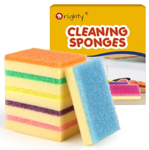 Orighty disksvampar, dubbelsidig temperaturresponsiva kökssvampar, repfri rengöringssvamp, diskskrubbare, skrubbsvamp för kök, badrum och hushåll, 6-pack