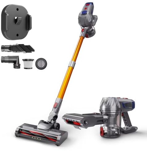 Générique Aspirateur Balai sans Fil 2 en 1, Puissance d'Aspiration Élevée, Batterie Lithium Rechargeable, Filtre HEPA Lavable, Léger et Portable, Gris, Idéal Maison et Voiture