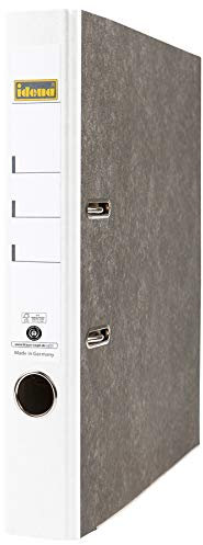 Idena 303071 - Ordner für DIN A4, 5 cm schmal, Wolkenmarmor, weiß, 1 Stück