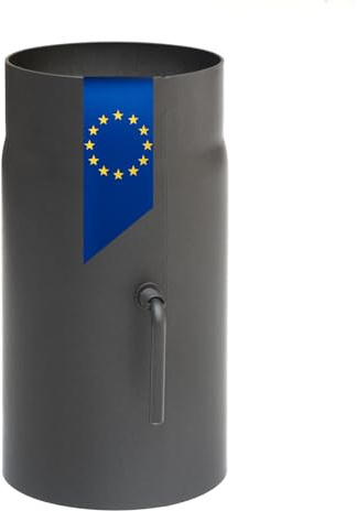raik Rauchrohr Ofenrohr 150 mm Durchmesser 250 mm Länge Materialstärke 2 mm legierter Stahl Senotherm-Beschichtung eingebrannt mit Zugregulierung gussgrau Made in EU bis 600°C